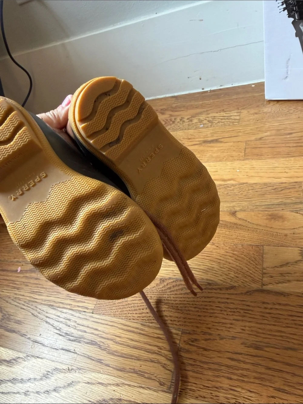 Sperry Kids Brown Leather and Black Rubber Duck Boots